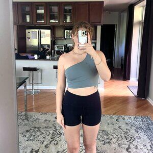 Fabletics Asymmetrical Double Strap Midi Bra/Workout Top